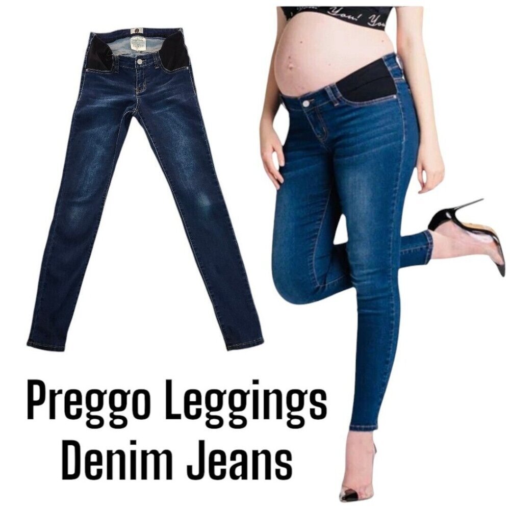 🪻BOGO🪻 Preggo Leggings Maternity Stretch Denim Tribeca Skinny‎ Jeans Sz Small